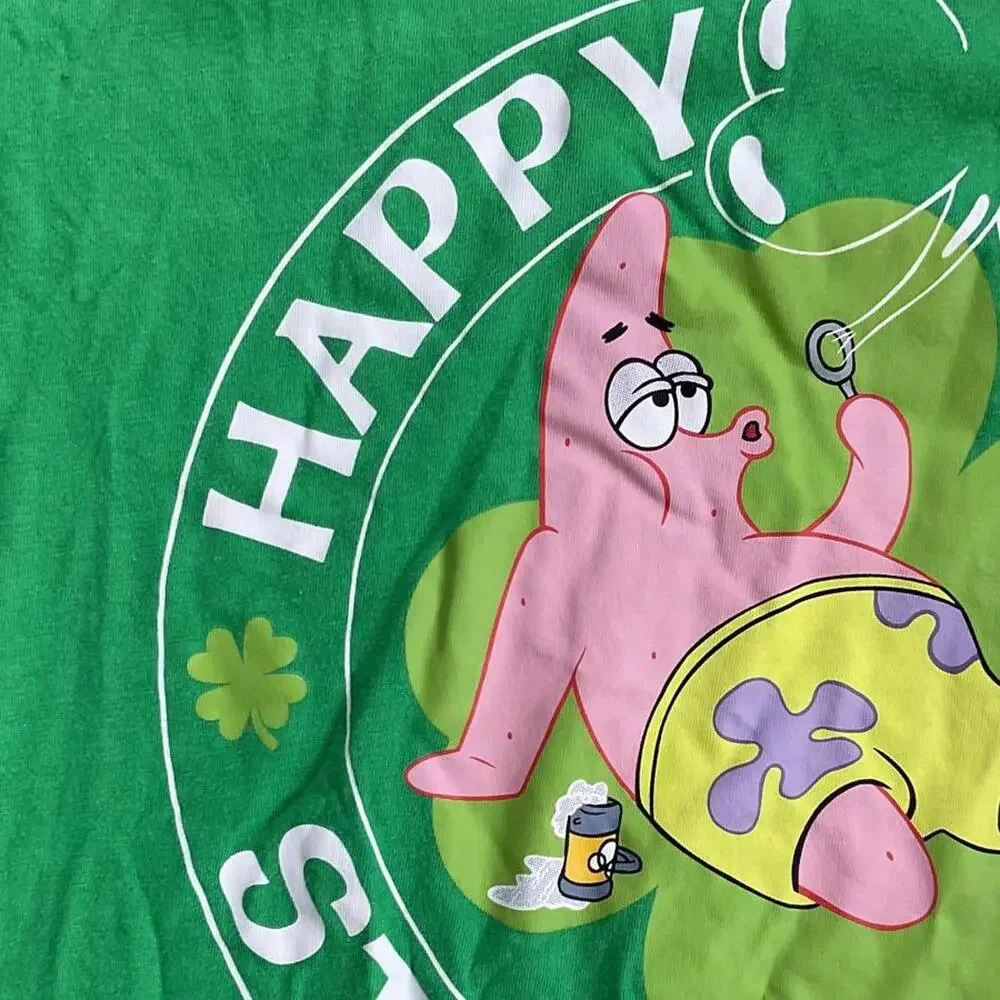Cute SpongeBob Patrick Star St. Patrick's Day Green T-Shirt Soze Medium - Picture 2 of 4